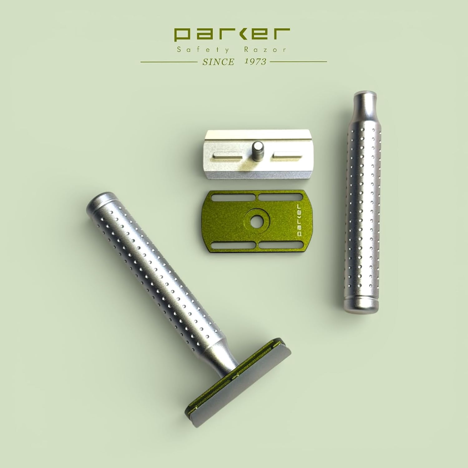 Parker Safety Razor - The AeroShave, Classic Length Handle-CNC Aluminum Double Edge Safety Razor & 5 Blades,- Precision Blade Exposure for a Comfortable Shave, For Men & Women. Mild Aggression