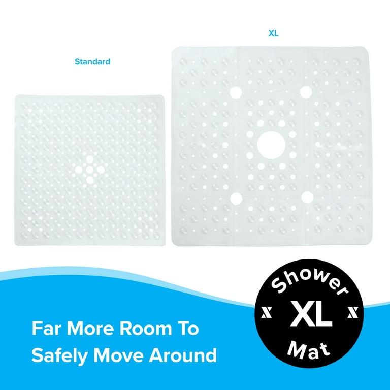 Xl Non-slip Bathtub Mat With Drain Holes Clear - Slipx Solutions