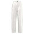 thumbnail image 5 of Womens Casual Linen High Waist Pants Loose Straight Leg Cropped Pants Comfy Lounge Trousers with Side Pockets, 5 of 5