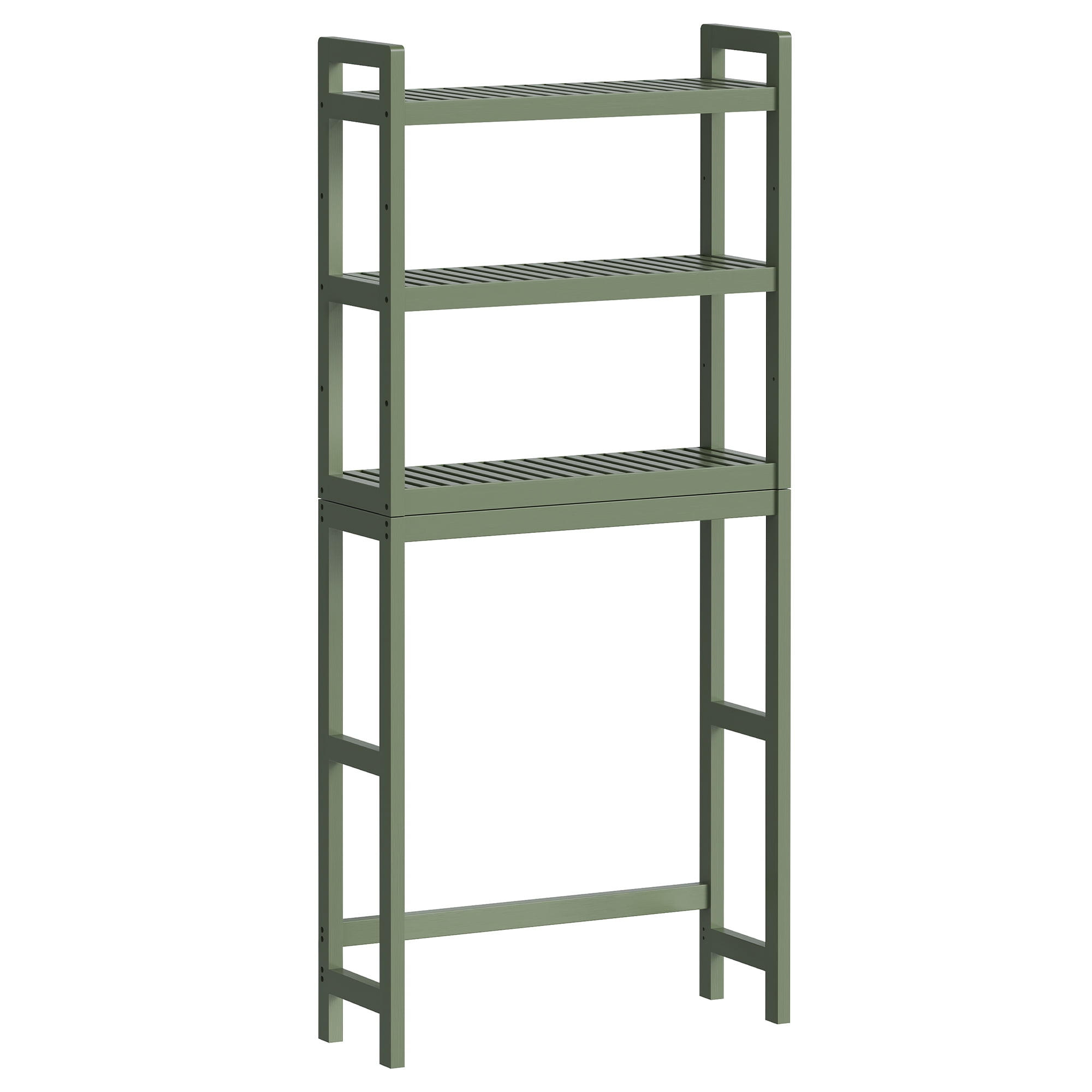 3-Tier Over The Toilet Storage Bamboo Over Toilet Shelf Bathroom Storage Organizer with Adjustable Shelf, Forest Green