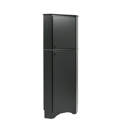 Prepac Elite Tall 2 Door Corner Storage Cabinet Black Walmart