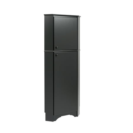 prepac elite tall 2-door corner storage cabinet, black - walmart