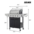 thumbnail image 2 of BUIORD Portable Propane Gas Grill, 4 Burner Barbecue Grill with Side Burner, 46,500 BTU Stainless Steel BBQ Grill for Outdoor Cooking, Patio, Camping, Backyard, 2 of 14