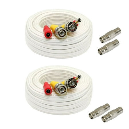 - GW Security 2 Pack 25 Feet Video Power Pre-Made All-in-One BNC Cable CCTV Camera Wire Cord with Extension BNC Female Connectors for All HD DVR System