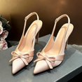 thumbnail image 6 of Elegant Satin Pointed Toe Bow Classic Evening Heels Slim Stiletto Finish formal Dresses Women, 6 of 6
