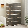thumbnail image 4 of Gymax 6-Cube Stackable Storage Bins Foldable Shoes Boxes w/ Detachable Wheels, 4 of 10