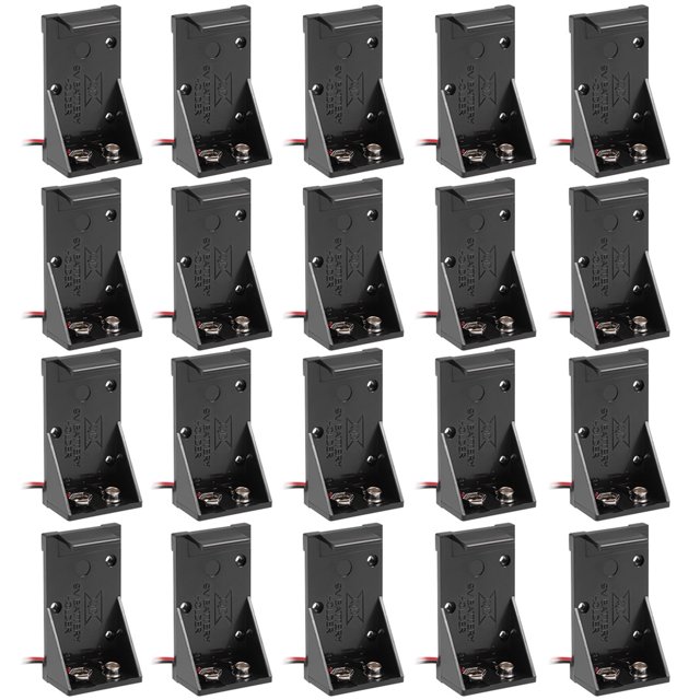 Unique Bargains Battery Holder Case Storage Box 9v Batteries Wire Leads 20Pcs