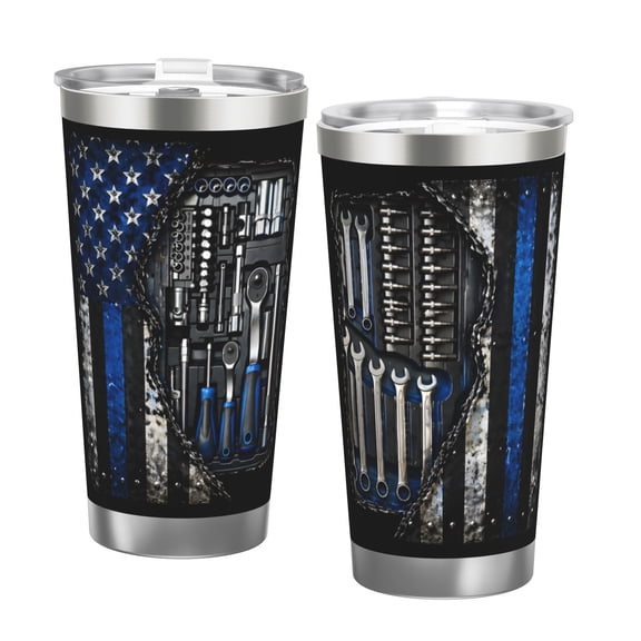 20oz Stainless Steel Tumbler with Patriotic Tool Design Perfect Gift for Father’s Day Durable Spill-Proof Car Cup Holder Friendly