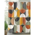thumbnail image 2 of Mid-Century Modern Shower Curtain, Abstract Geometric Semicircle Green Waterproof Shower Curtain Set with 12 Hooks Lightweight Washable Fabric Shower Curtains for Bathroom 36x72 Inches, 2 of 6