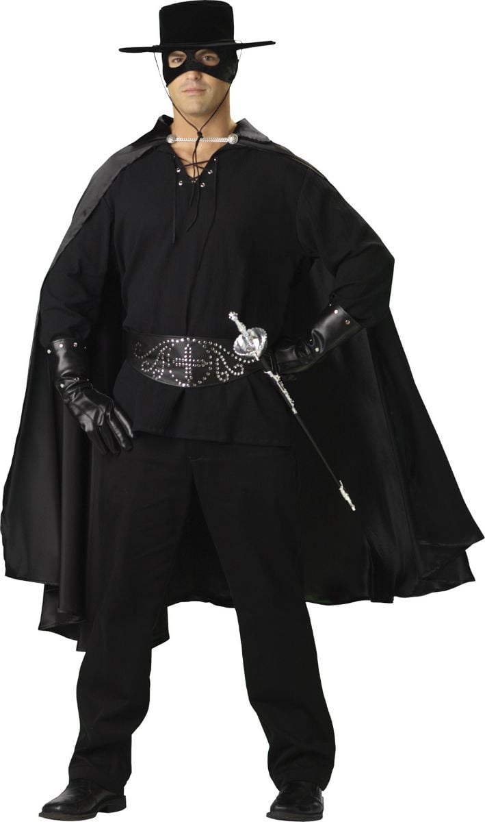 Black Zorro Bandido Men Adult Halloween Costume Large