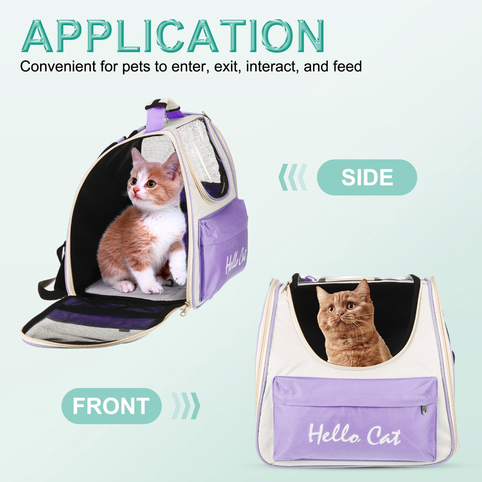 Uxcell Cat Backpack Carrier, Large Space Ventilated Mesh Design for Cats or Small Dogs (Purple, 14.6"x9.8"x13.4")