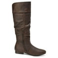 thumbnail image 2 of Dream Pairs Womens Wide Calf Faux Fur Slouchy Low Heel Side Zip Knee High Boots Blvd-W Wide/Calf/Brown Size 7, 2 of 6