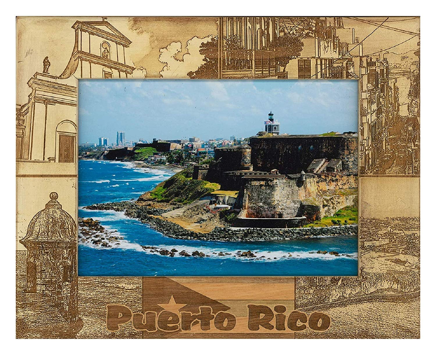 PUERTO RICO FLAG CASITAS PALMS TABLE PHOTO FRAME GIFT SOUVENIRS pictures 6x4 