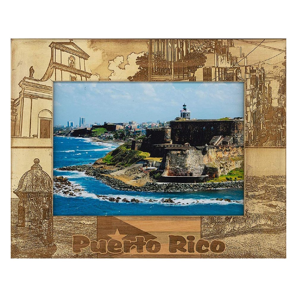 Puerto Rico Laser Engraved Wood Picture Frame (5 x 7)