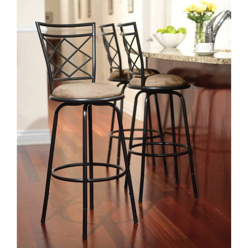 Black, Set of 3 Comfortable and Durable Avery Metal Barstools 