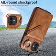 thumbnail image 2 of Allytech iPhone 11 Case with Ring Holder & Shoulder Strap, Retro PU Leather Cards Slots Kickstand Detachable Lanyard Shockproof Wallet Case Cover for Apple iPhone 11 - Brown, 2 of 14