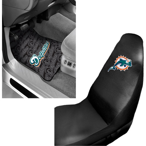 NFL Miami Dolphins 2 pc Front Floor Mats and Miami Dolphins Car Seat