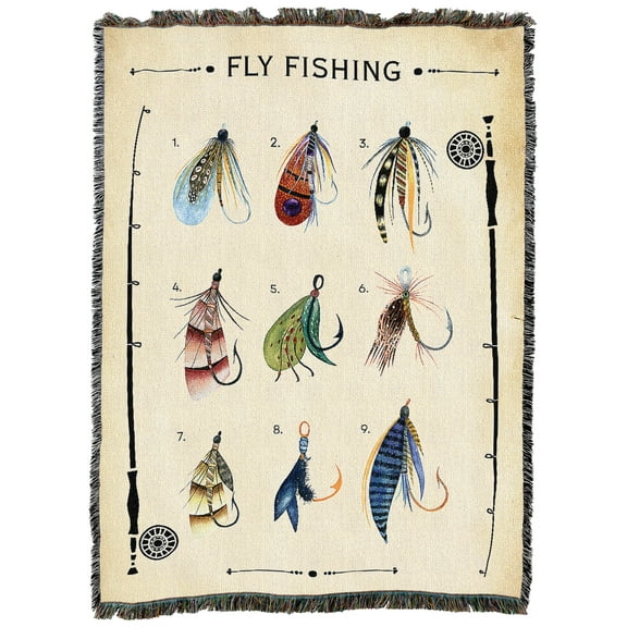 Pure Country Weavers Fly Fishing Tapestry Throw Blanket Woven from Cotton - Made in The USA (54x72)