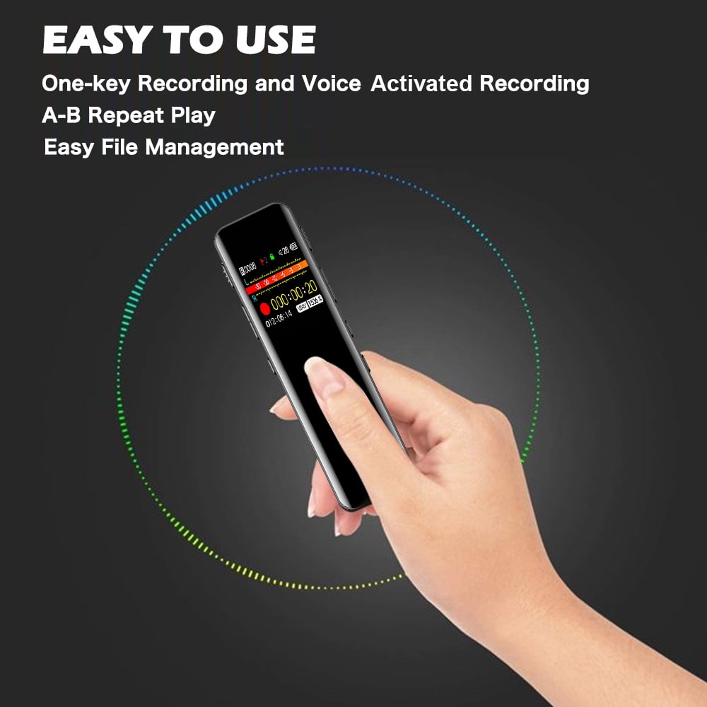 RONY 64GB Digital Voice Recorder with Noise Reduction, Playback, Password  MP3- Professional Voice Activated Recorder for Meetings Lectures Interviews Classes, Black, USB Included