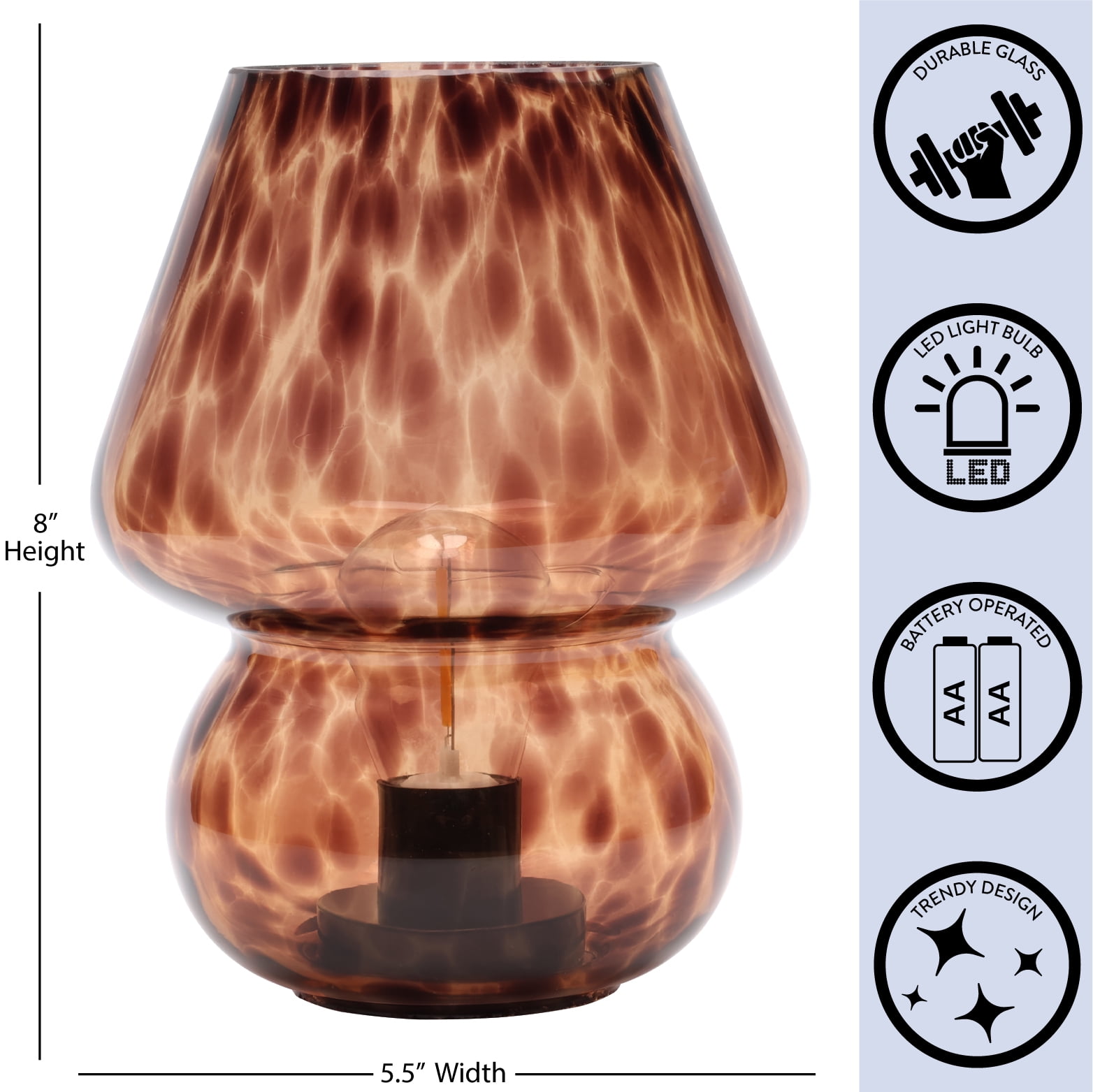 Urban Shop 8" Energy Efficient Brown Tortoise Glass Table Lamps Mushroom