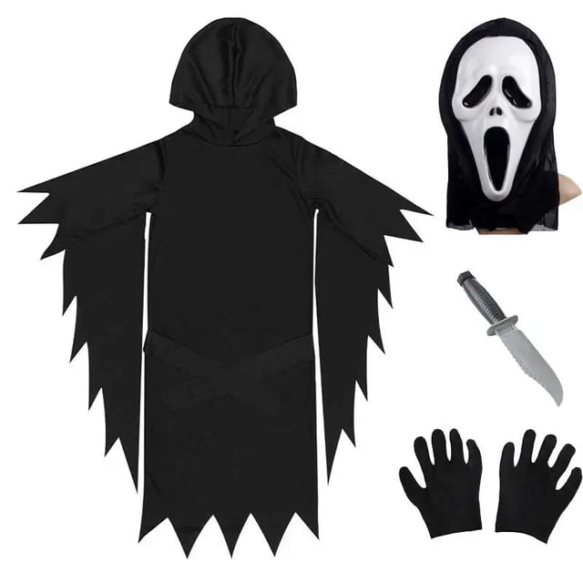 Halloween Kids Scream Costume Children Fancy Dress Party Horror Death Ghostface Clothes Boys Teens Cosplay Costumes