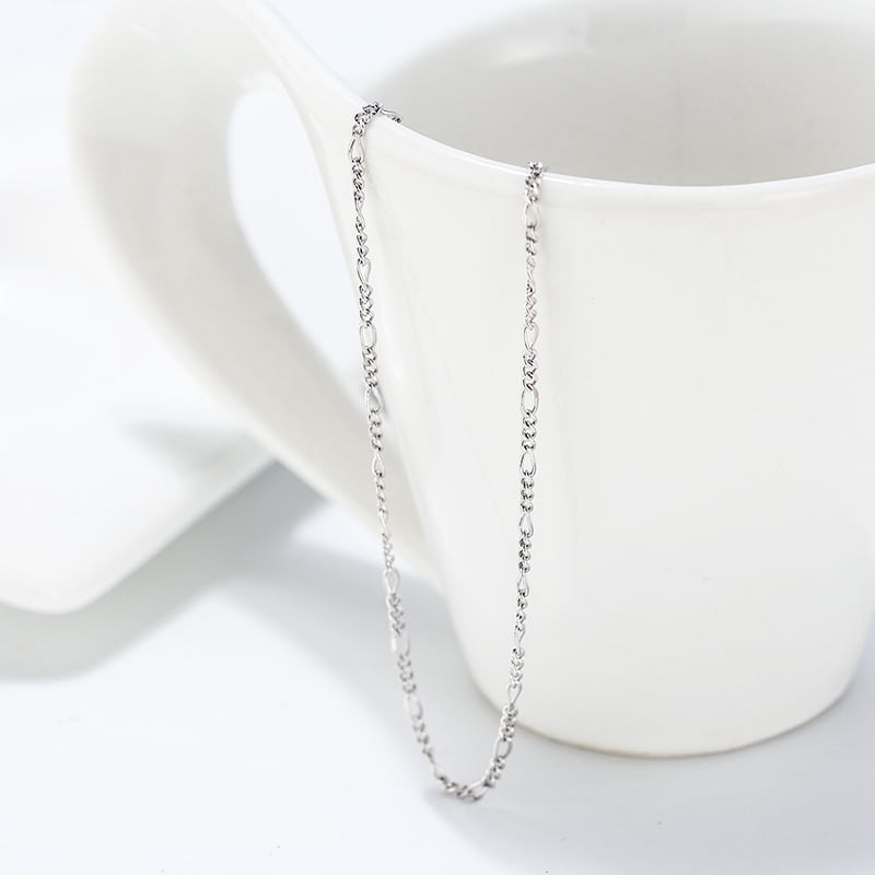 ELBLUVF 925 Sterling Silver 1.7mm Figaro Chain Necklace 16 18 20 22 24 inch For Women Men (20inch)