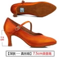 thumbnail image 1 of XIHAHA zapatos de baile para mujer, zapatos de baile de salón de tacón alto y bajo de satén color tostado, suela exterior blanda, zapatos de baile modernos, zapatos de mujer, 1 of 5