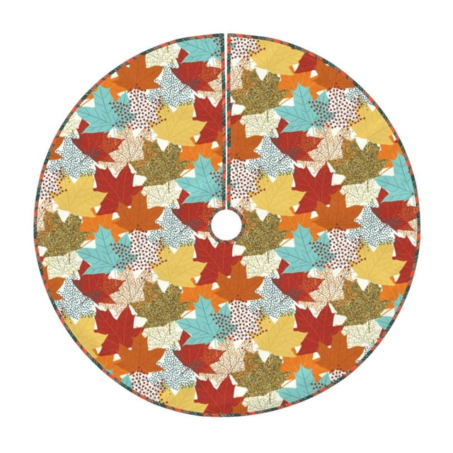 Fotbe Fall Maple Leaves Pattern Christmas Tree Skirt, Tree Skirts Plush Christmas Decorations, Christmas Tree Skirts Xmas Decorations Holiday Party Decor-30"