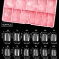 thumbnail image 3 of Shiyou-bouteilles d'Ongles Courtes en Forme de Cercueil, 600 Pcs Pré-Buffées Couverture Complète Gel Doux Pointes d'Ongles Extensibles Demi-Mates Gel X Pointes d'Ongles Acryliques Faux Ongles, 3 of 4