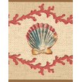 thumbnail image 1 of Coquillages Beige Rouge Brun Bord de Papier Peint Nautique Design Retro, Rouleau 15' x 7'', 1 of 3