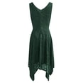thumbnail image 5 of Wycnly Dresses for Women 2025 Party Prom Sexy Lace Empire Waist Irregular Swing Tank Knee-Length Dresses Solid Sleeveless V-Neck Midi Formal Dresses for Women Green s, 5 of 5