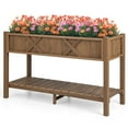 thumbnail image 1 of Costway HIPS Raised Garden Bed Poly Wood Elevated Planter Box with Legs, Storage Shelf Coffee, 1 of 10