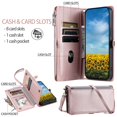 thumbnail image 5 of ELEHOLD for iPhone XR Case,  Full Body Protection Crossbody Flip Zipper Credit Card Slot Wallet Case Kickstand Shockproof Leather Case with Shoulder Strap and Wrist Strap, Rosegold, 5 of 11