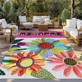 thumbnail image 2 of Spring Daisy Outdoor Rug 4x6 Ft - Reversible Patio Rug Outdoor Camping Rugs, Pink Modern Abstract Art Dots Floral Washable Indoor Outdoor Area Rugs, Non-Slip Outdoor Carpet Runner for Deck/Porch, 2 of 8