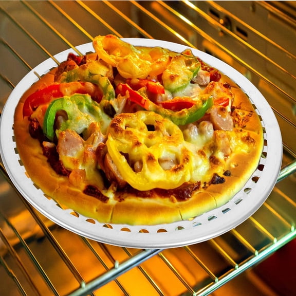 ULTNICE Nonstick Plated Silver Aluminum Pizza Pan with Even Holes for Kitchen