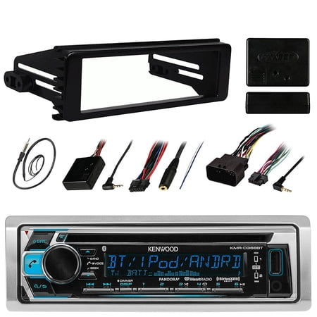 Kenwood KMR D368BT Stereo Receiver CD MP3 Player Bundle Combo With Metra DIN