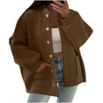 thumbnail image 3 of Women's Drop Shoulder Long Sleeve Stand Collar Loose Fit Casual Button Jacket Coat With Pockets for Women | CSEONE,Brown L, 3 of 9