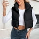 thumbnail image 4 of Chaleco Abrigo acolchado de plumón Chaleco corto acolchado Ropa de abrigo informal y cálida para mujer Kuymtek Negro T M para Mujer, 4 of 7