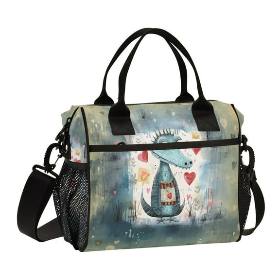 Crocodile Hearts Yellow Cooler Bag Lunch Bag Soft Cooler Cooling Tote Insulated Lunch Box for Adult Men Women
