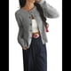thumbnail image 2 of Suéter Tipo Cárdigan Y2k de Larga con Botones Delanteros para Mujer, Cuello Redondo, Blusas Holgadas de Otoño. Gris XL, 2 of 9