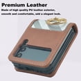 thumbnail image 3 of for Samsung Galaxy Z Flip 3 Case with Card Holder & Ring, Premium PU Leather Back Cover Hard PC Bumper All-Round Protection Protective Phone Case for Z Flip 3 2021 - Dark Brown, 3 of 12