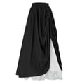 thumbnail image 3 of Falda renacentista para mujer con dobladillo de encaje con volantes y cintura alta, falda larga tipo A, 3 of 5