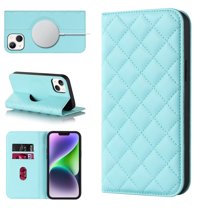 Wallet Case for iPhone 14 Plus 6.7 inch, Luxury Quilted PU Leather Flip Cover [Shockproof TPU] [Support Wireless Charging] with 2 Card Slots, Kickstand, FRID Blocking Case Cover, Blue