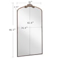 thumbnail image 5 of GZXS Oversized Arched Floor Mirror 66"x36", Full Body Mirror with Antique Bronze Metal Frame, Baroque Style Standing or Wall Mounted Mirror for Bedroom, Hallway, 5 of 6