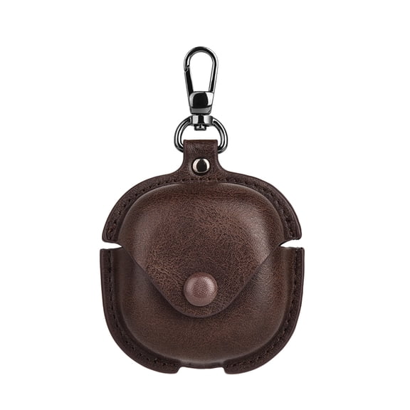 Allytechgroup for Samsung Galaxy Buds 2 Pro/Galaxy Buds2/ Galaxy Buds Pro 2/ Galaxy Buds Live/Galaxy Buds FE Case, PU Leather Cover Anti-Scratch Dustproof Protective Case with Keychain, Darkbrown