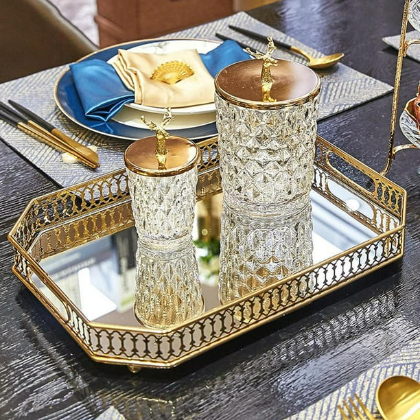 Bandeja de Cristal Decorativo Pto para Servir Postre Decoración para El Hogar , Rectángulo perfecl Bandeja de almacenamiento de cristal