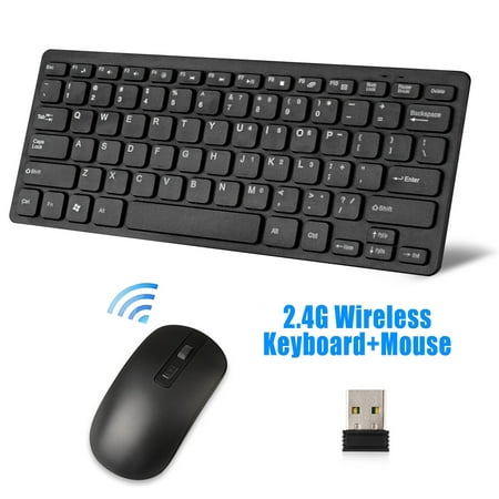 Wireless Keyboard Mouse, EEEkit 2.4GHz Ultra Thin Compact Portable Small Wireless Keyboard and Mouse Combo Set for PC, Desktop, Computer, Notebook, Laptop, Windows XP/Vista / 7/8 / (Best Portable Wireless Keyboard And Mouse)
