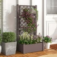 thumbnail image 4 of Costway Outdoor Planter Box with Trellis Water Level Indicator Removable Space Dividers Coffee, 4 of 10