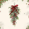thumbnail image 6 of Ayprnig Christmas Teardrop Swag Outdoor Christmas Swag Front Door Christmas Decorations Christmas Front Door Decorations Christmas Stair Swags With Bowknot, Red Berries And Pinecone 19.7 Inch, 6 of 8