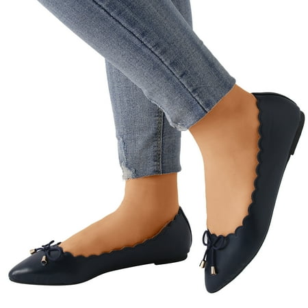 Oyedens Ballet Flats for Women Fashion Casual Leather Slip on Dress Shoes Business Office Work Loafers